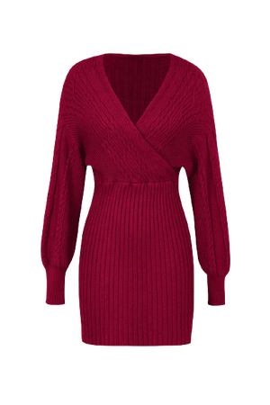 cranberry red knitted dress
