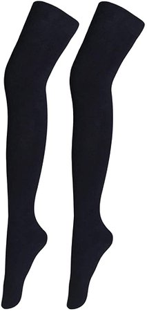 Amazon.com: Bestjybt Women Extra Long Thigh High Socks Cotton Over the Knee Socks (1 Pair-Black, Style 01): Clothing