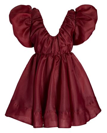 Aje Gretta Organza Mini Dress In Red