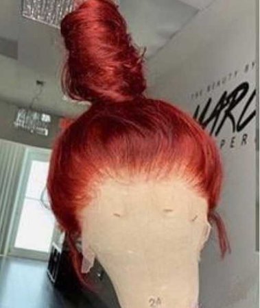 red high bun lace wig