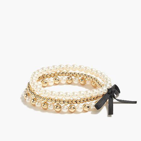 J.Crew Factory: Set Of Three Pearl And Gold Beaded Bracelets For Women
