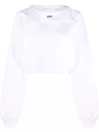 Off-White logo-embroidered Cropped Sweatshirt - Farfetch