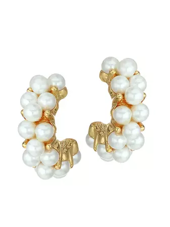 Shop Kenneth Jay Lane Faux-Pearl Cluster Hoop Earrings | Saks Fifth Avenue