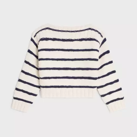 MARINIÈRE BOAT NECK SWEATER IN CASHMERE - OFF WHITE / NAVY | CELINE