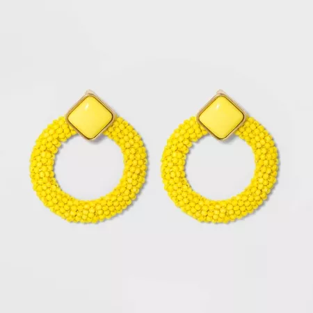 SUGARFIX By BaubleBar Enamel Studs Beaded Hoop Earrings - Sun Yellow : Target
