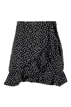 Plus Wrap Spot Ruffle Mini Skirt | Boohoo