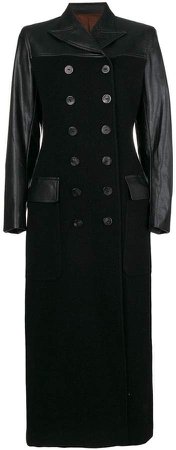 Pre-Owned faux leather long coat