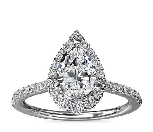 Crescendo Pear Halo Diamond Engagement Ring in 14k White Gold (1/3 ct. tw.) 2ct diamond 11660.88$