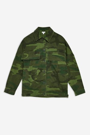 Oversized Camouflage Shacket - Jackets & Coats - Clothing - Topshop