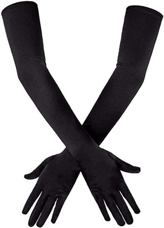 Amazon.com: SAVITA Long Black Elbow Satin Gloves 21" Stretchy 1920s Opera Gloves Evening Party Dance Gloves for Women : Clothing, Shoes & Jewelry