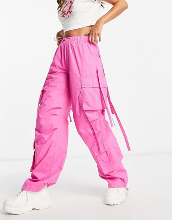 pants baggy pink cargo