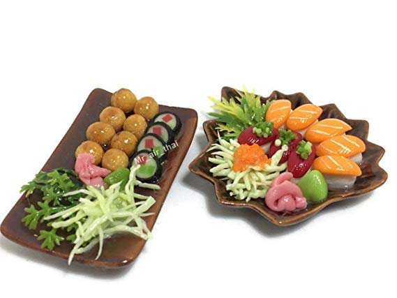 Amazon.com: 2 Miniature Sushi Set Food Dollhouse Drink Japan Food Bento Vegetable Fruit Decor Furniture F01: Toys & Games