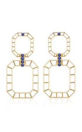 18k Yellow Gold Skeleton Earrings Blue Sapphire By Gemella Jewels | Moda Operandi