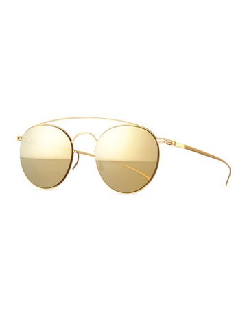 MYKITA + Maison Margiela Round Stainless Steel Double-Bridge Sunglasses GOLD Women Jewelry&Accessories
