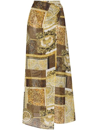 Versace Baroque Patchwork Asymmetric Midi Skirt - Farfetch