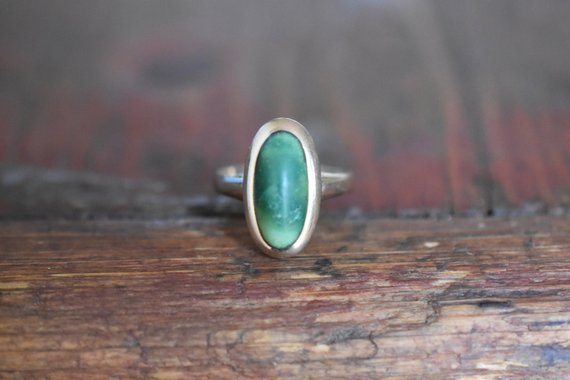 1900s 10K Antique Victorian Petite Green Turquoise Ring in | Etsy
