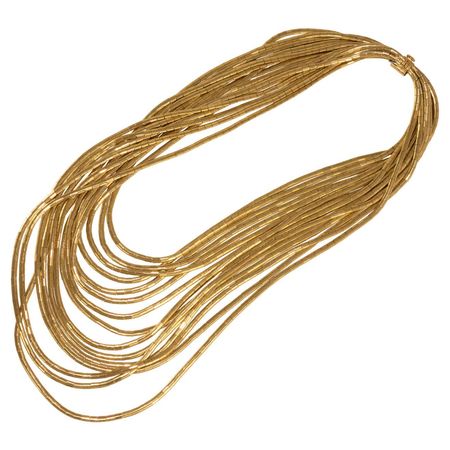 Vintage 1960s Multi-Strand Italian Brushed Gold Necklace