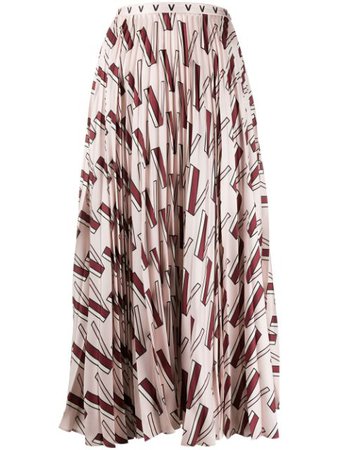 Valentino V-Print Pleated Skirt Ss20 | Farfetch.com