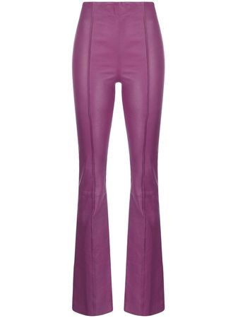 REMAIN Flared polished-finish Trousers - Farfetch