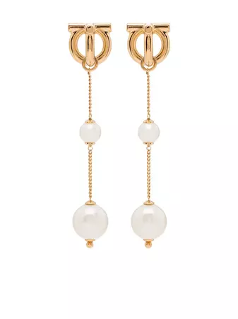 Ferragamo Gancini pearl-embellished Drop Earrings - Farfetch