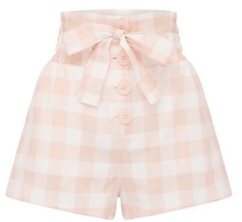 baby pink plaid shorts