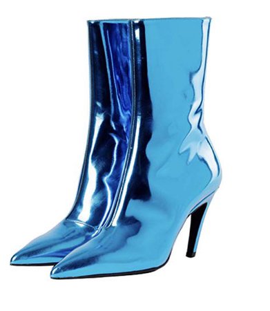 blue metallic boots booties