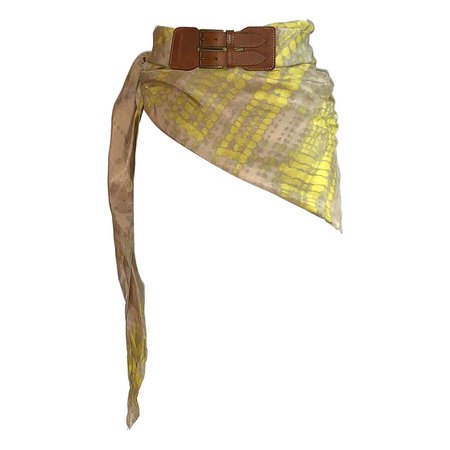 Alexander McQueen Yellow and Pink Silk Scarf Tie Dye Belt