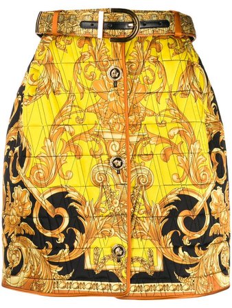 VERSACE quilted Baroque print mini skirt