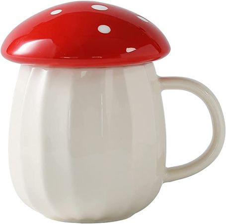 Amazon.com: Cute Mugs with Mushroom Decor, Funny Coffee Mugs, Mushroom Mug with Lid, Novelty Mushroom Cup Ceramic Coffee Mug, Kawaii Mug Cute Coffee Mugs for Women (Red) : Home & Kitchen