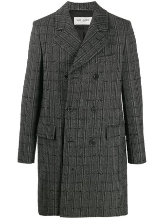 Saint Laurent Checkered double-breasted Coat - Farfetch