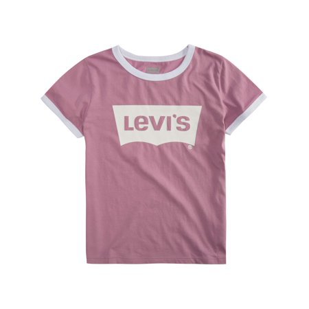 Levi's - Levi's Batwing Logo Oversized Ringer Tee (Little Girls & Big Girls) - Walmart.com