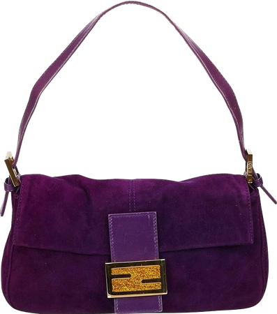 fendi purple suede baguette bag
