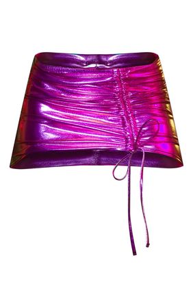 Pink Metallic Extreme Ruched Micro Mini Skirt | PrettyLittleThing USA