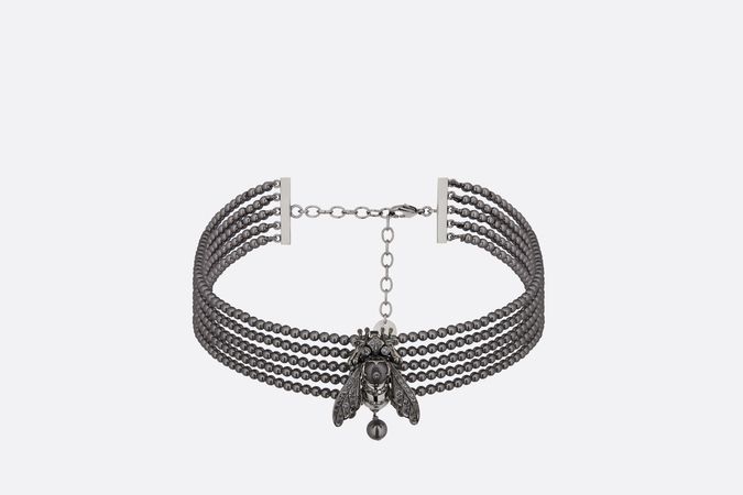 Dior Dream Choker Ruthenium-Finish Metal with Black Glass Beads and Black Crystals | DIOR