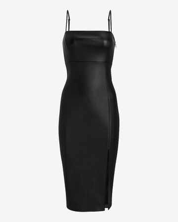 Body Contour Faux Leather Cami Midi Dress | Express