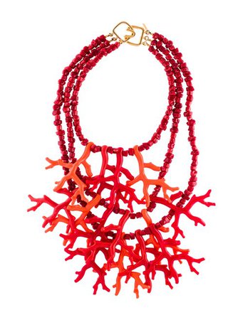 Kenneth Jay Lane Multi-Layer Faux Coral Necklace - Necklaces - WKE25153 | The RealReal