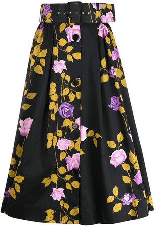 floral-print belted skirt