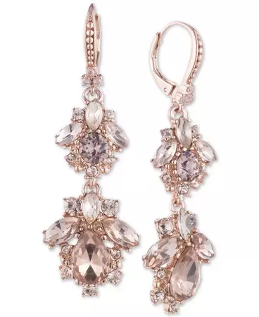 Marchesa Rose Gold-Tone Crystal Cluster Double Drop Earrings & Reviews - Earrings - Jewelry & Watches - Macy's