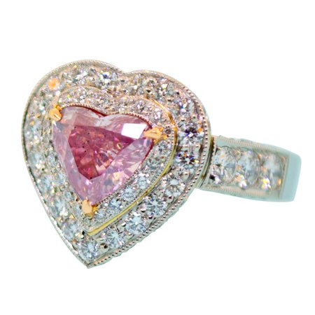 Pink Diamond Heart Wedding Ring