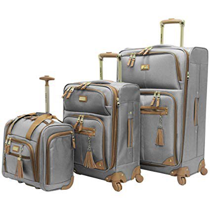 Amazon.com | Steve Madden Luggage 3 Piece Softside Spinner Suitcase Set Collection (20"/28"/Under Seat Bag) (Harlo Teal Blue) | Luggage Sets