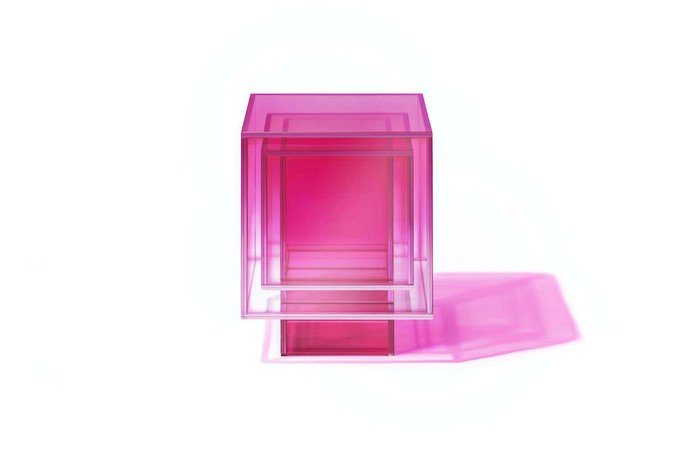 Studio Buzao, Null Square Side Table Hot Pink Edition, Laminated Glass