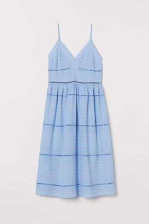 Dress with Embroidery - Blue