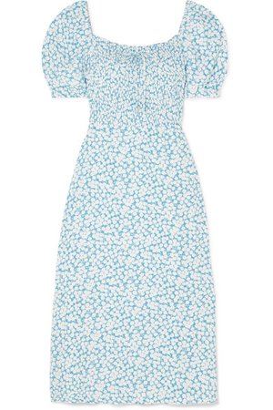 Faithfull The Brand | Majorelle shirred floral-print crepe de chine midi dress | NET-A-PORTER.COM