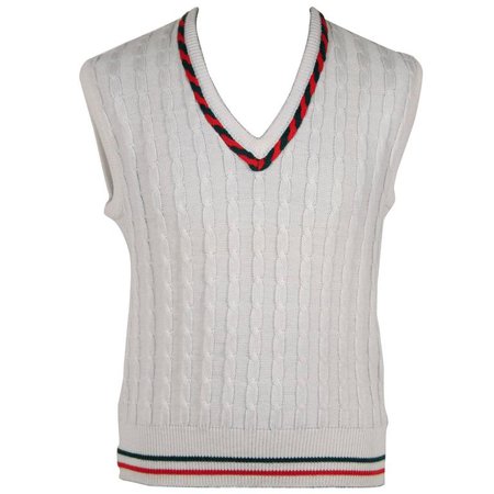 GUCCI VINTAGE White Wool Blend SLEEVELESS JUMPER Vest SIZE 46 For Sale at 1stdibs