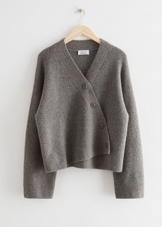 Relaxed Asymmetrical Knit Cardigan - Mole - Cardigans - & Other Stories WW