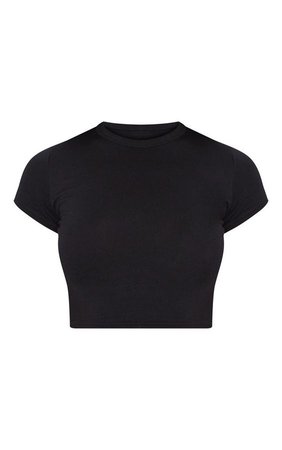 *clipped by @luci-her* Basic Black Short Sleeve Crop Tshirt