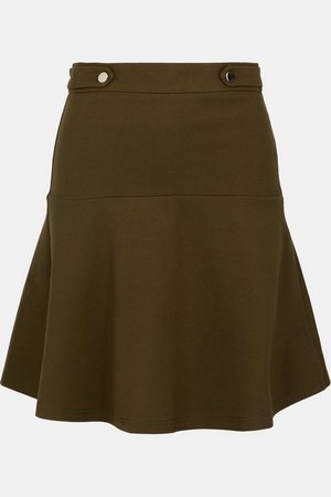 Rivet Detail Ponte Mini Skirt | Karen Millen