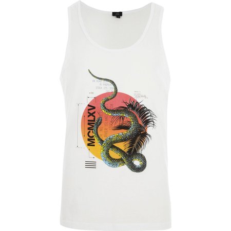 White ‘MCMLXV’ snake print vest - Vests - T-Shirts & Vests - men