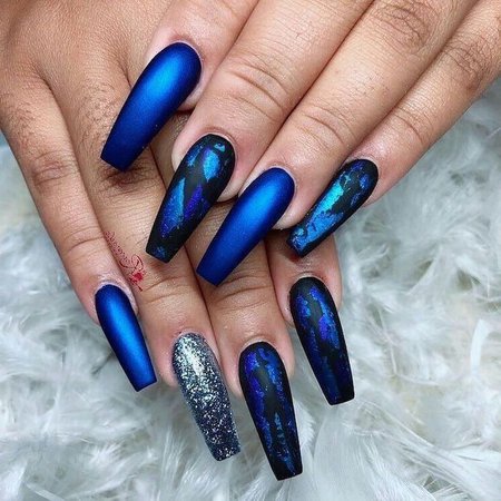 black blue acrylic nails - Google Search