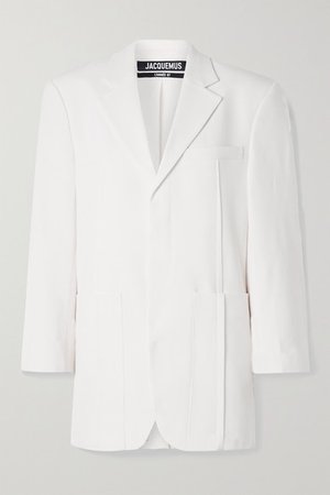 Oversized Wool-blend Blazer - White